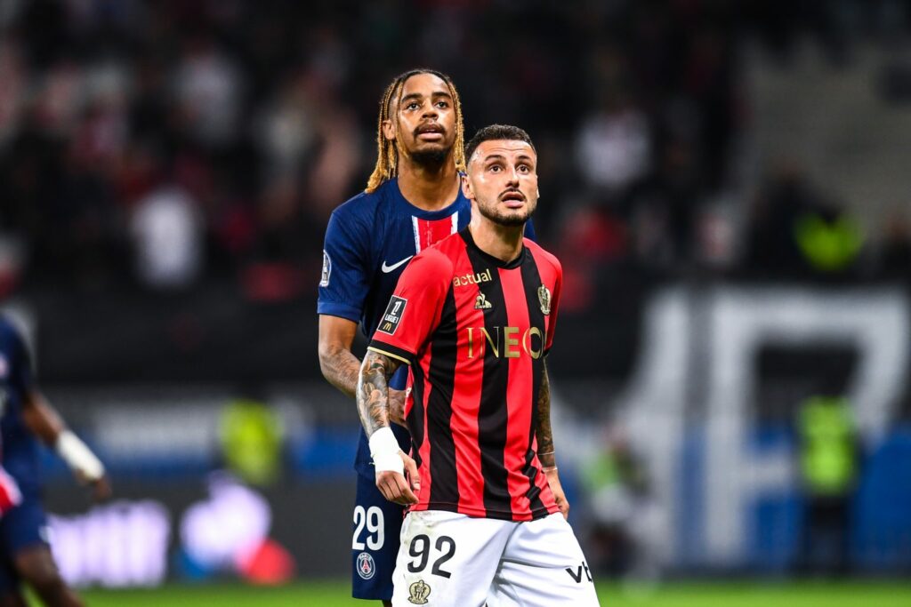 PSG - Nice, Bradley Barcola et Jonathan Clauss